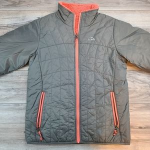 LL BEAN Kids Mountain Bound Reversible Jacket Gray Sherpa Lined Large 14/16